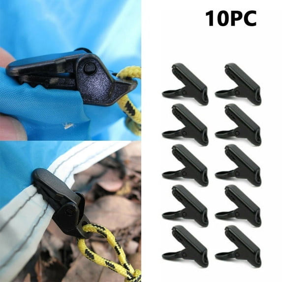 Tent Clips for Tarps and Canopies, Heavy-Duty Wind Rope Clamp Fasteners, Easy- Outdoor Camping Tent Clip Set (10 Pack)