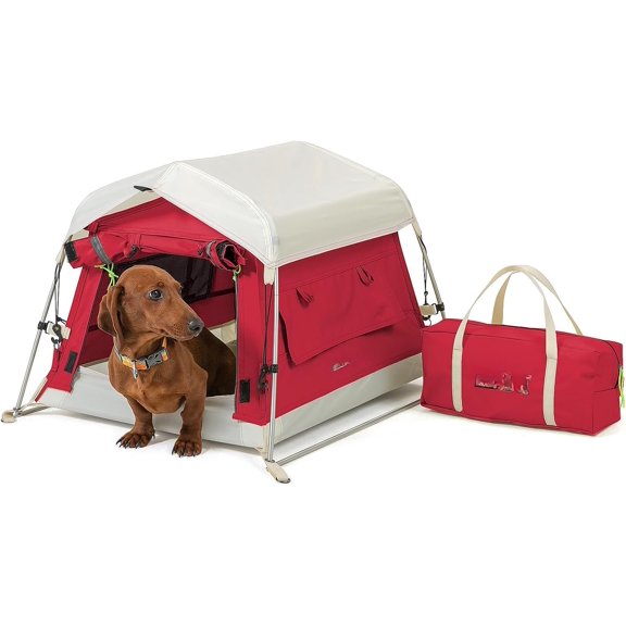 Tent Fabric, Poles and Camping Mat, Outdoor Weatherproof, House Outdoor, Breathable with 2 Side Windows, Portable and Collapsible (Red, Small)