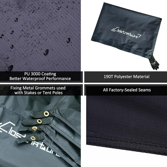 Tent Footprint - Waterproof Camping Tarp, Heavy Duty Tent Floor Saver, Ultralight Ground Sheet Mat for Hiking, Backpacking, Hammock, Beach - Storage Bag Included