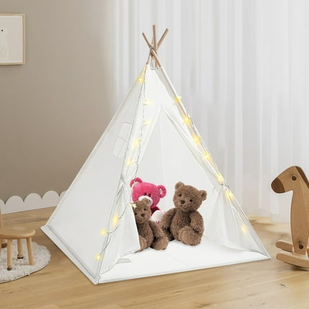 Tent Kids Play Tent with Star Light & Mat Washable Foldable Teepee Tents Kid Tents Indoor Playhouse for Girls and Boys