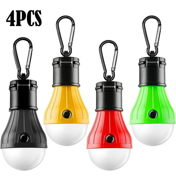 Tent Lamp 4 Packs Portable LED Tent Lights Clip Hook Hurricane Emergency Lights LED Camping Lights Bulb Camping Lanterns Camping Equipment for Camping Hiking Backpacking Outage