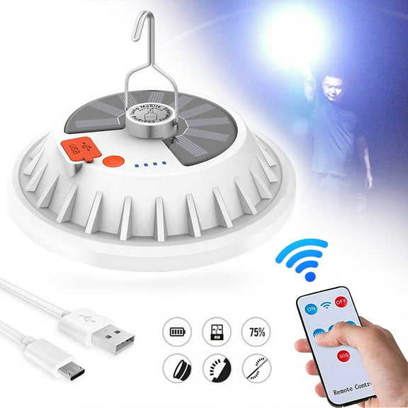 Tent Light Outdoor,Lamp USB Solar Camping Light,with Remote Control,Hanging Waterproof-120 LED