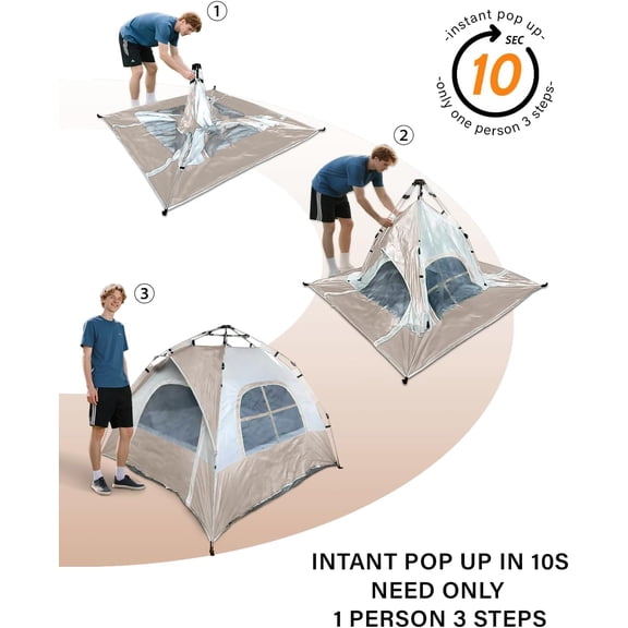 Tent Person - Automatic Pop Up Camping Tent/Silver Coating  Protection, Waterproof Portable for Backpacking & Camping with Carring Bag(Easy Setup & Fold)