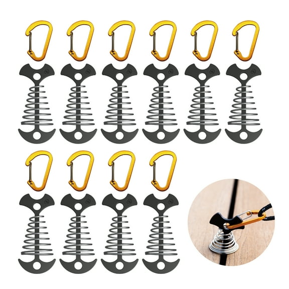 Tent Rope Tightener with Clips - Aluminum Deck Tie Down | Cord Adjuster Tensioners | Tents Tensioner Outdoor Camping Accessoriness (Black 10 Pack)