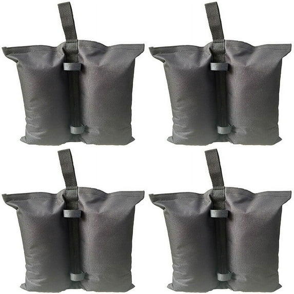 Tent Sand Bags 4-Pack | Weights for Outdoor Canopy Gazebo Umbrella Sun Shelter Stability | Heavy Duty PVC Coated Cloth | Fits 0.5-2.5 Inch Legs | Holds 52kg Sand Total | 35x34cm | Filler Not Included