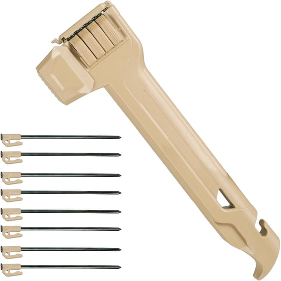 Tent Stake Hammer with 8 Pcs Tent Stakes,Black Lightweight Camping Mallet with Nail Puller, Heavy Duty Tent Peg Hammer for Camping&Hiking Khaki