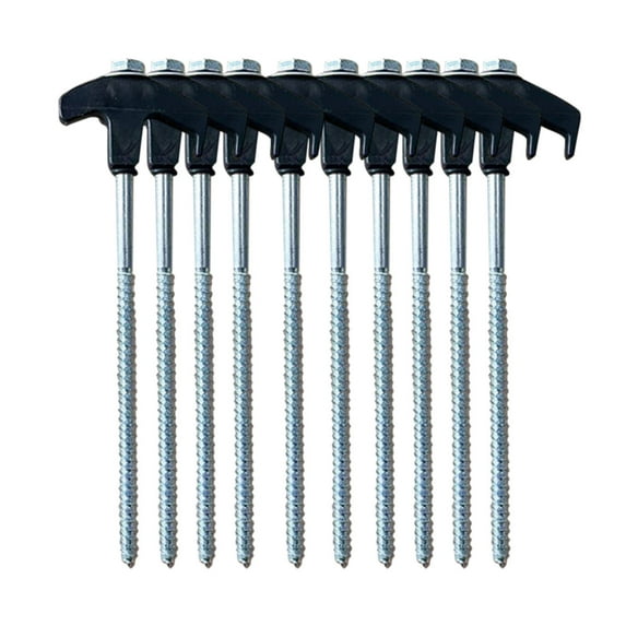 Tent Stakes 10 Pack Heavy Duty Carbon Steel Screw In Anchor Rust Resistant Cloth Bag Secure Canopy Ice Shanty Camping Patio Garden Outdoor Versatile Durable
