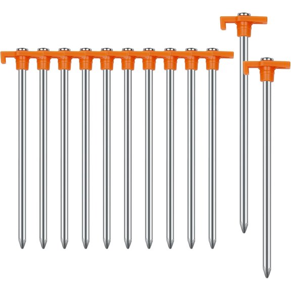 Tent Stakes Camping Stakes,AVOFOREST 7.1inch Non-Rust Metal Tent Pegs Ground Stakes Tent Spikes Camping,Garden,Hiking Orange (Orange 12pcs, 7.1IN)