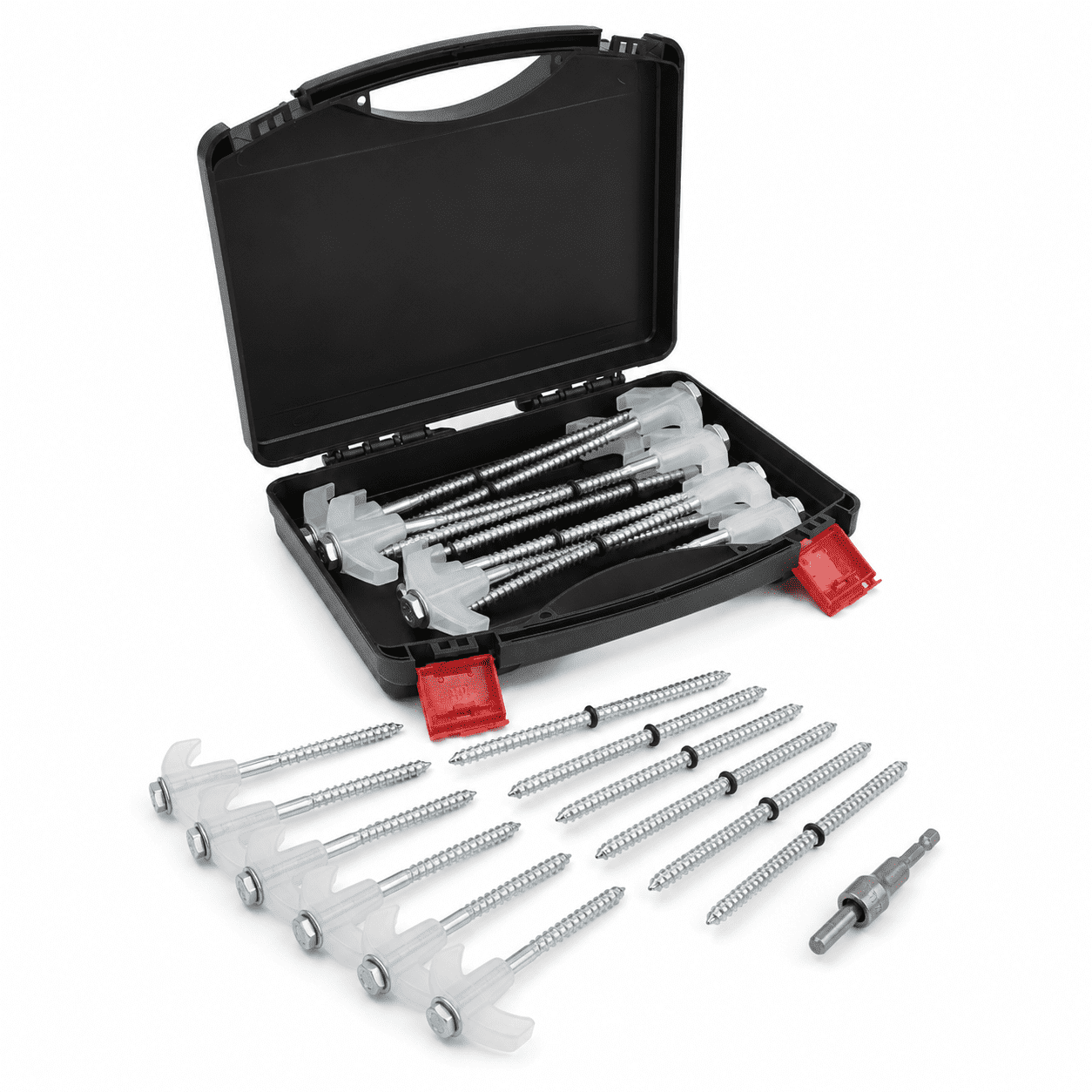 Kabuer Heavy-Duty Screw-In Metal Tent Stakes with Hex Driver, 12-Pack