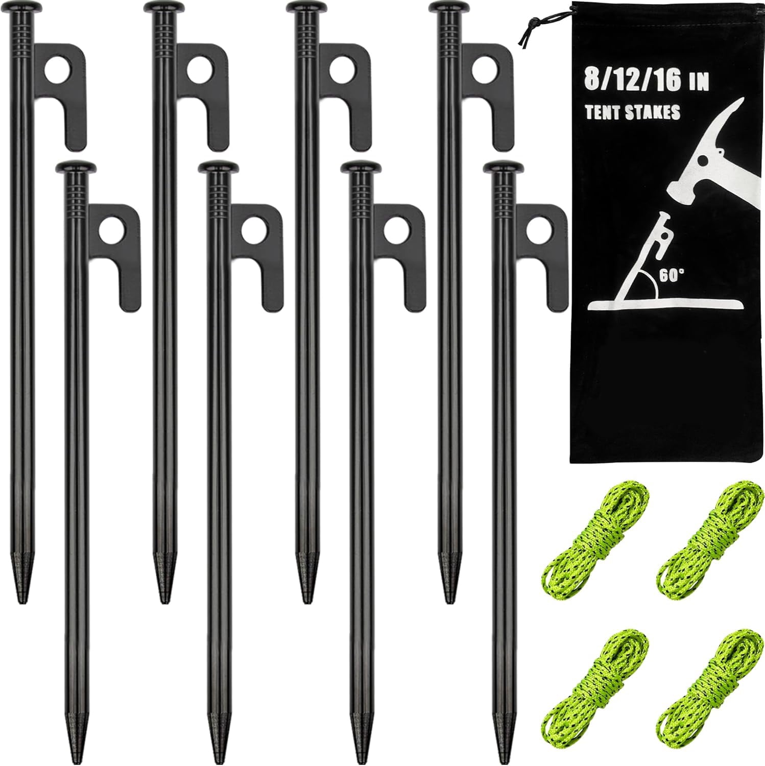 Tent Stakes Heavy Duty Metal Tent Pegs for Camping Steel Unbreakable and Inflexible