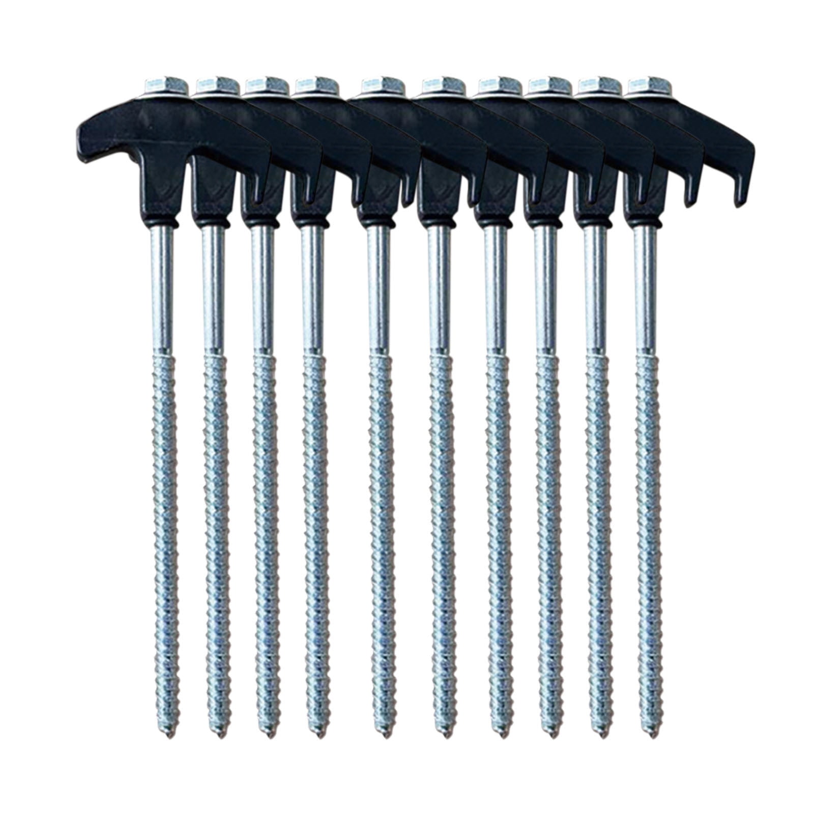 Tent Stakes Heavy Duty Screw-In Anchors 10Pcs Carbon Steel Ground Pegs with Storage Bag for Outdoor Camping Patio Black