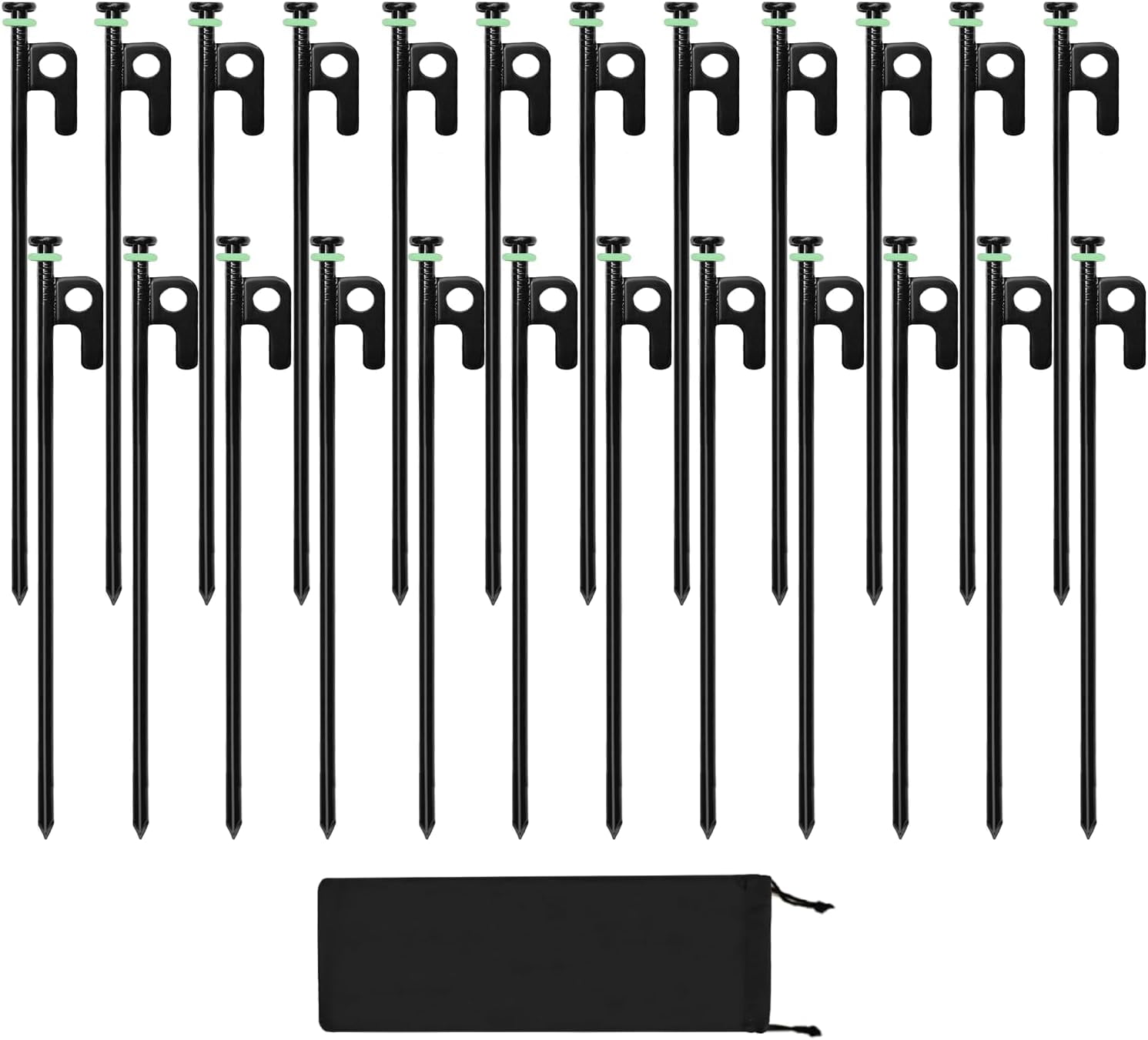 Tent Stakes, Heavy Duty with Storage Pouch, Forged Steel Metal Stake for Tent Used on Rocky Place, Grassland, Dessert