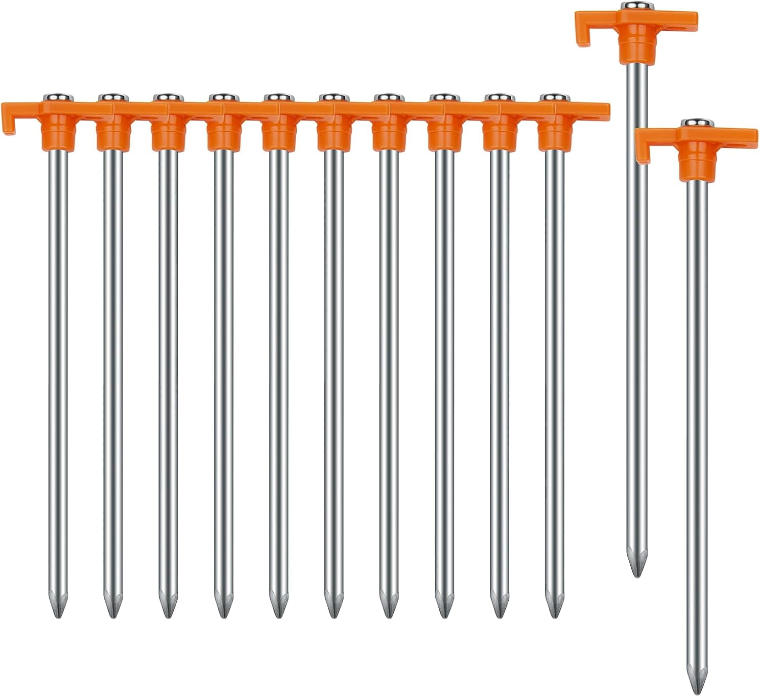 Tent Stakes, Non-Rust Metal Tent Pegs Ground Stakes Tent Spikes, Orange