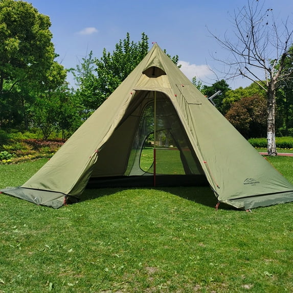 Tent,Tent With Stove 4-6 People Tipi Stove Pyramid Tent Mewmewcat Buzhi Cousopo