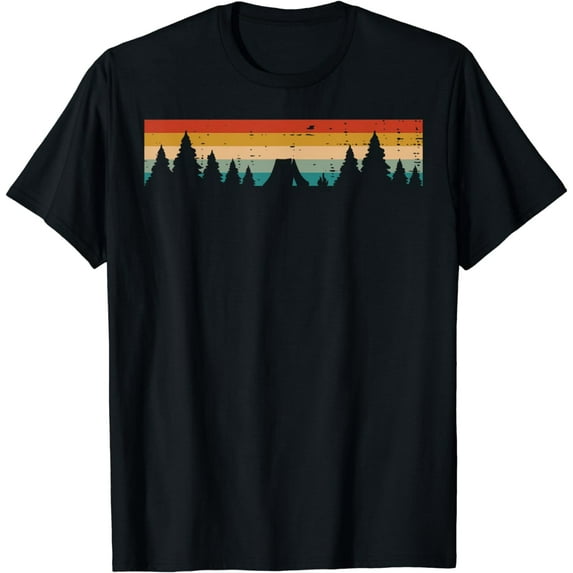 Tent Trees Sunset Retro Nature Camper Men Women Kids Boys T-Shirt
