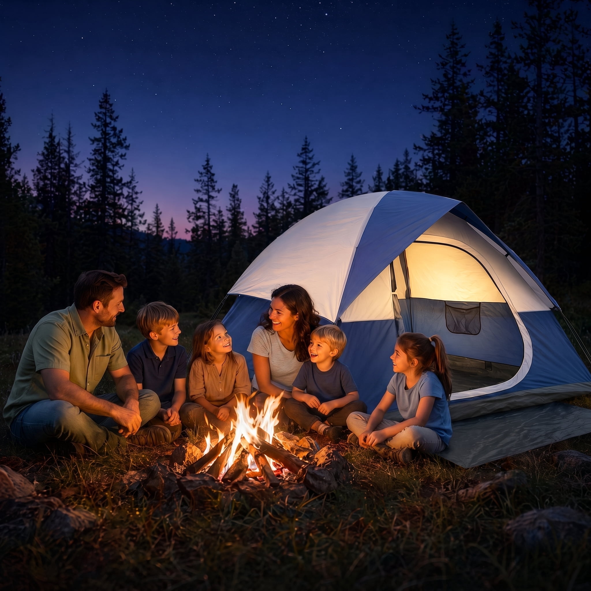 XL 6-Person Family Camping Tent with Rainproof Canopy Tent for Family Camping, Hiking and Backpacking