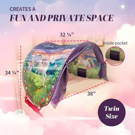 Tent for Kids,   Bed Canopy with Storage Pocket, Safe  Area for Reading Nook