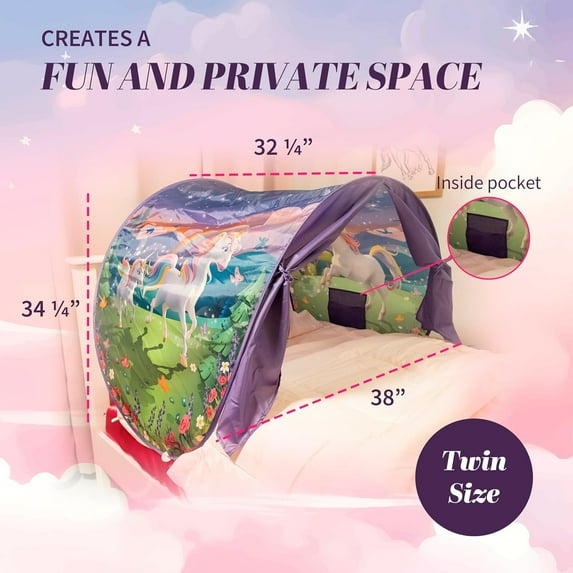 Tent for Kids, Bed Canopy with Storage Pocket, Safe Area for Reading Nook