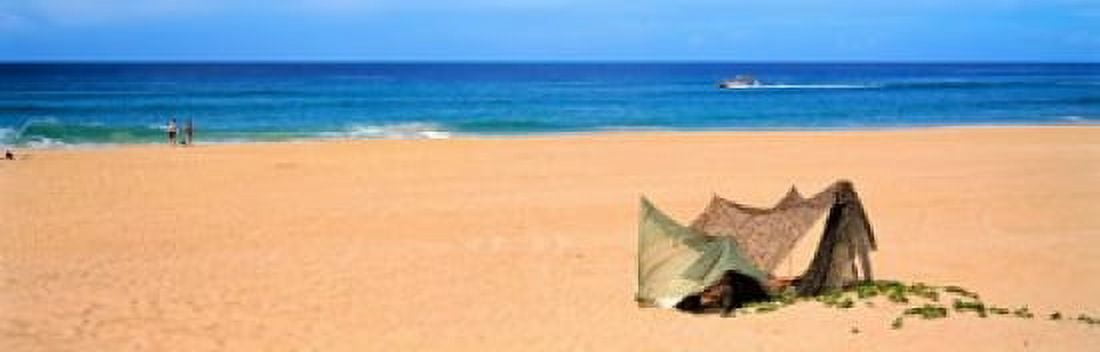 Tent on the beach Polihale State Park Kauai Hawaii USA Canvas Art - Panoramic Images (18 x 6)