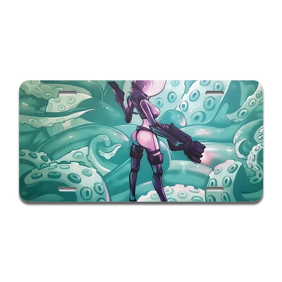 Tentacle Invasion Aluminum License Plate| License Plate 12" X 6" Fits Any Car, Truck, SUV, RV, or Trailer | Made in The USA