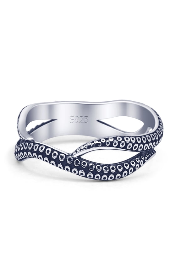 Tentacle Octopus Oxidized Ring 925 Sterling Silver Size 5