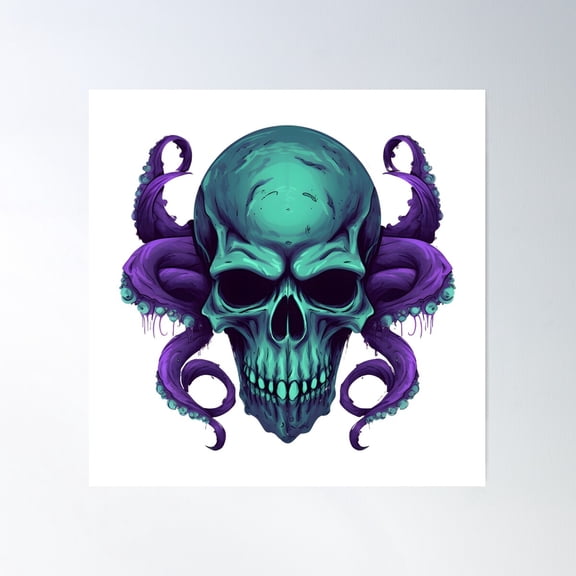Tentacle Skull Poster Wall Art, Modern Wall Decor For Living Room Bedroom, 16X16 UNFRAMED