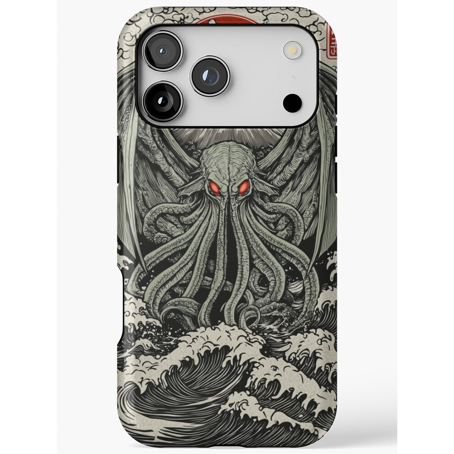 Tentacled Winged Sea Monster and Ocean Waves Tough Cell Phone Case for ...