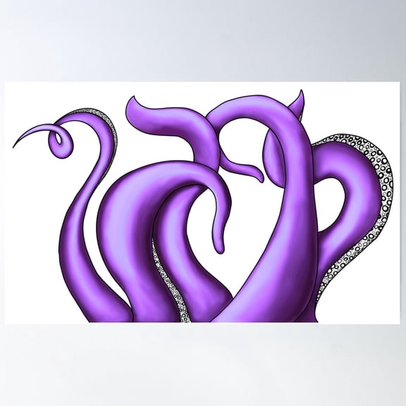 Tentacles In Magenta Chrome Poster Wall Art, Modern Wall Decor For Living Room Bedroom, 24x36 UNFRAMED