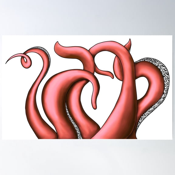Tentacles In Orange Chrome Poster Wall Art Modern Wall Decor For Living Room Bedroom Art
