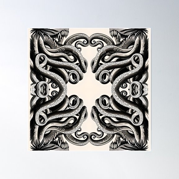 Tentacles Poster Wall Art, Modern Wall Decor For Living Room Bedroom, 17x17 UNFRAMED