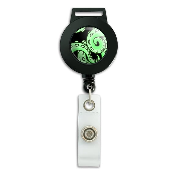 Tentacles Squid Octopus Green Lanyard Retractable Reel Badge ID Card Holder