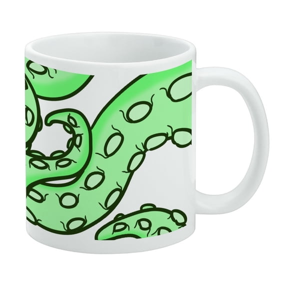 Tentacles Squid Octopus Green White Mug