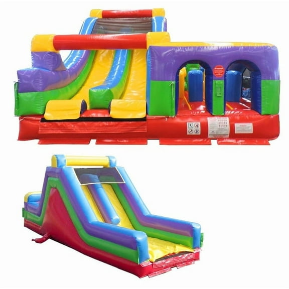 TentandTable 59' Commercial Inflatable Obstacle Course Rock Climbing Wall, Retro 2 Piece