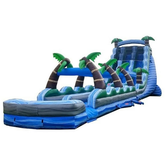 TentandTable 65' Commercial Inflatable Water Slide with Splash and Ride Waterslide Combo Tropical Marble Dual Lane with Blower