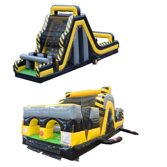 TentandTable 70' Commercial Inflatable Obstacle Course Rock Climbing Wall, Venom 2 Piece