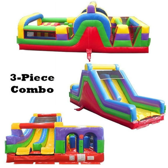 TentandTable 89' Commercial Inflatable Obstacle Course, Retro 3 Piece