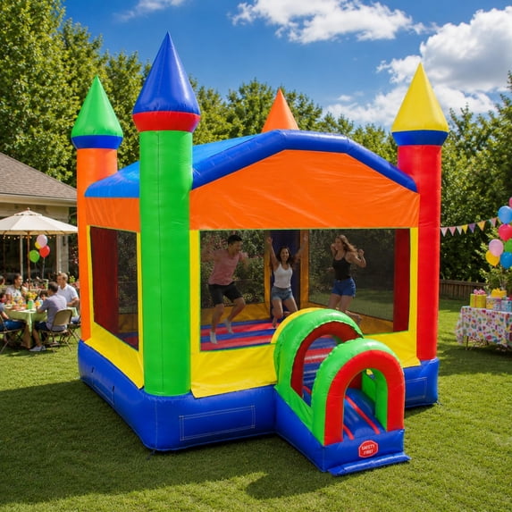 TentandTable Commercial Inflatable Bounce House - Rainbow Bouncy Castle