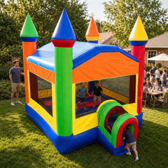 TentandTable Commercial Inflatable Bounce House - Rainbow Kids Bouncy Castle