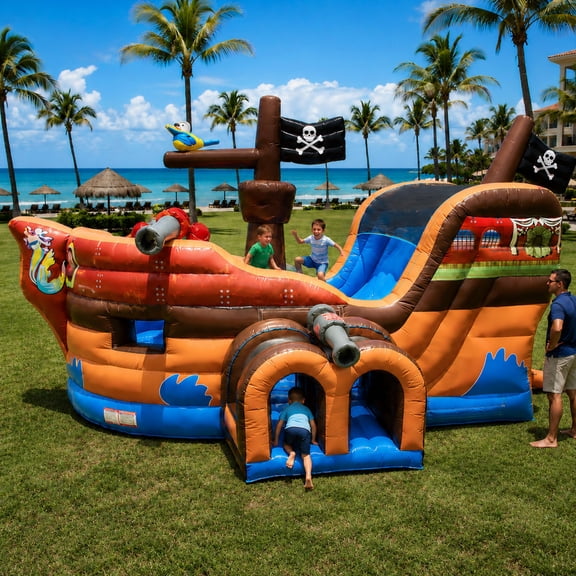 TentandTable Commercial Inflatable Bounce House with Slide - Pirate Ship Kids Jumper