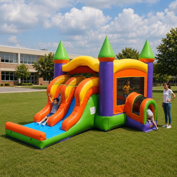 TentandTable Commercial Inflatable Castle Bounce House with Dual Slide, Orange