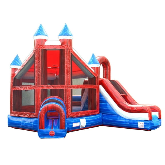 TentandTable Commercial Inflatable Castle Bounce House with Slide, Red, White, and Blue Deluxe