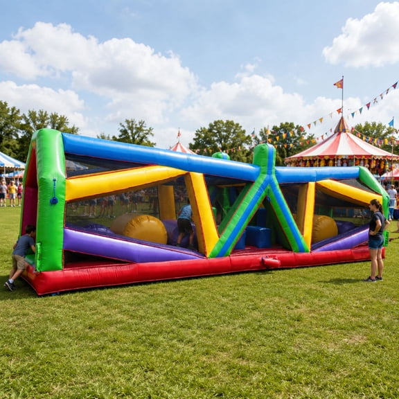 TentandTable Commercial Inflatable Obstacle Course, Retro Radical Run Extreme #3, 40'