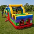 thumbnail image 1 of TentandTable Giant Inflatable Obstacle Course with Rock Climbing Wall, Slide, Tunnel, Commercial Bouncer with Blower, 30' x 11' x 11' Retro Theme, 1 of 8