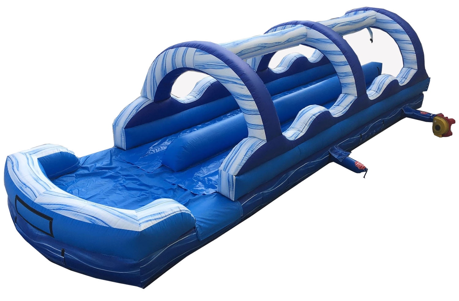 TentandTable Commercial Inflatable Splash and Ride Waterslide, Blue Marble Dual Lane with Blower, 35'