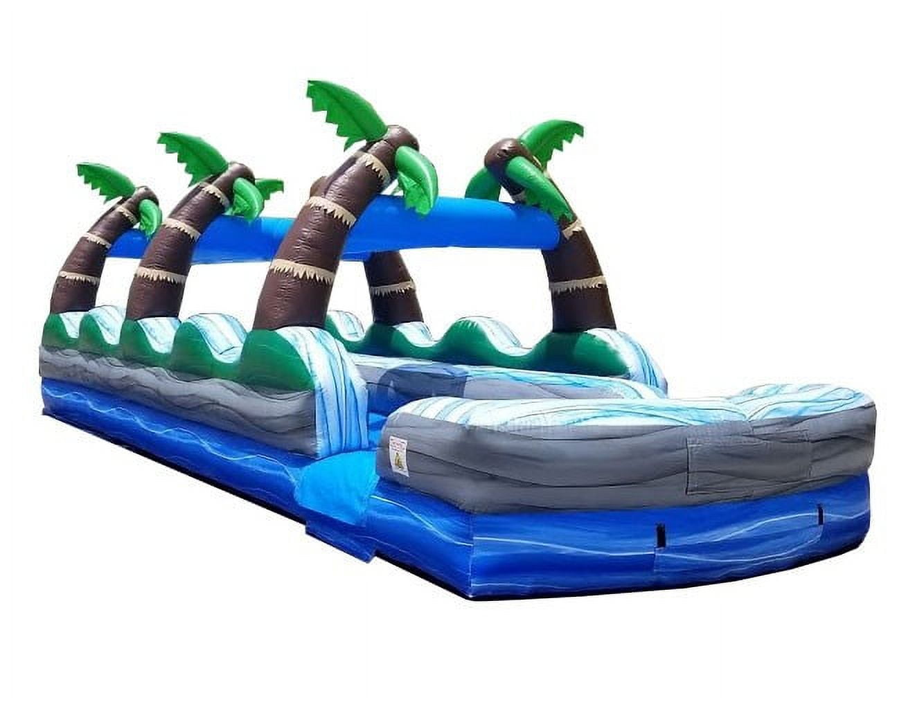 TentandTable Commercial Inflatable Splash and Ride Waterslide, Tropical Marble Dual Lane with Blower, 35'