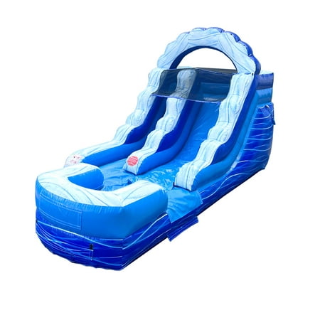 TentandTable Commercial Inflatable Water Slide, Blue Marble with Blower, 12'