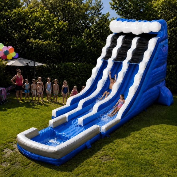 TentandTable Commercial Inflatable Water Slide, Blue Marble with Blower, 22 ft