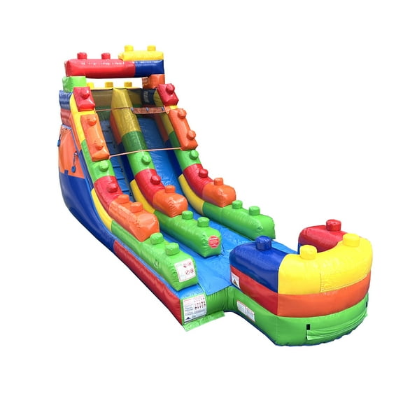 TentandTable Commercial Inflatable Water Slide, Building Block with Blower, 15 Ft