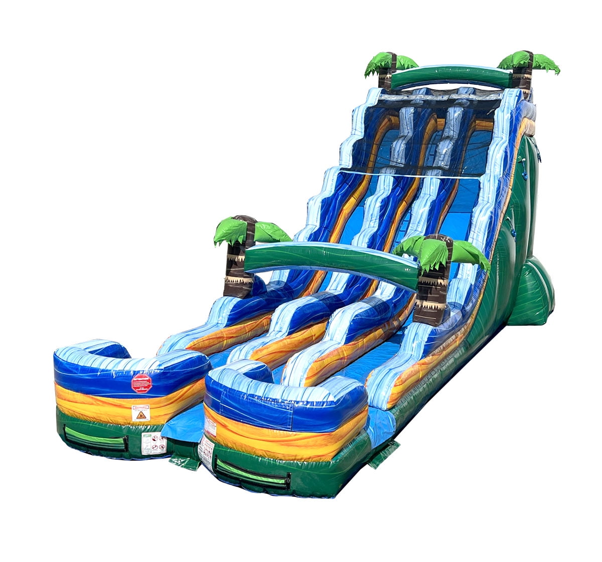 TentandTable Commercial Inflatable Water Slide, Green Tropical Marble Dual Lane with Blower, 24 ft