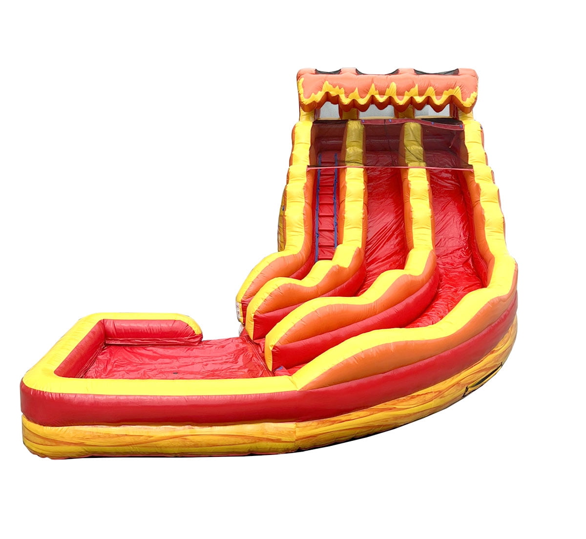 TentandTable Commercial Inflatable Water Slide, Lava Wave Marble Curved Dual Lane with Blower, 19'